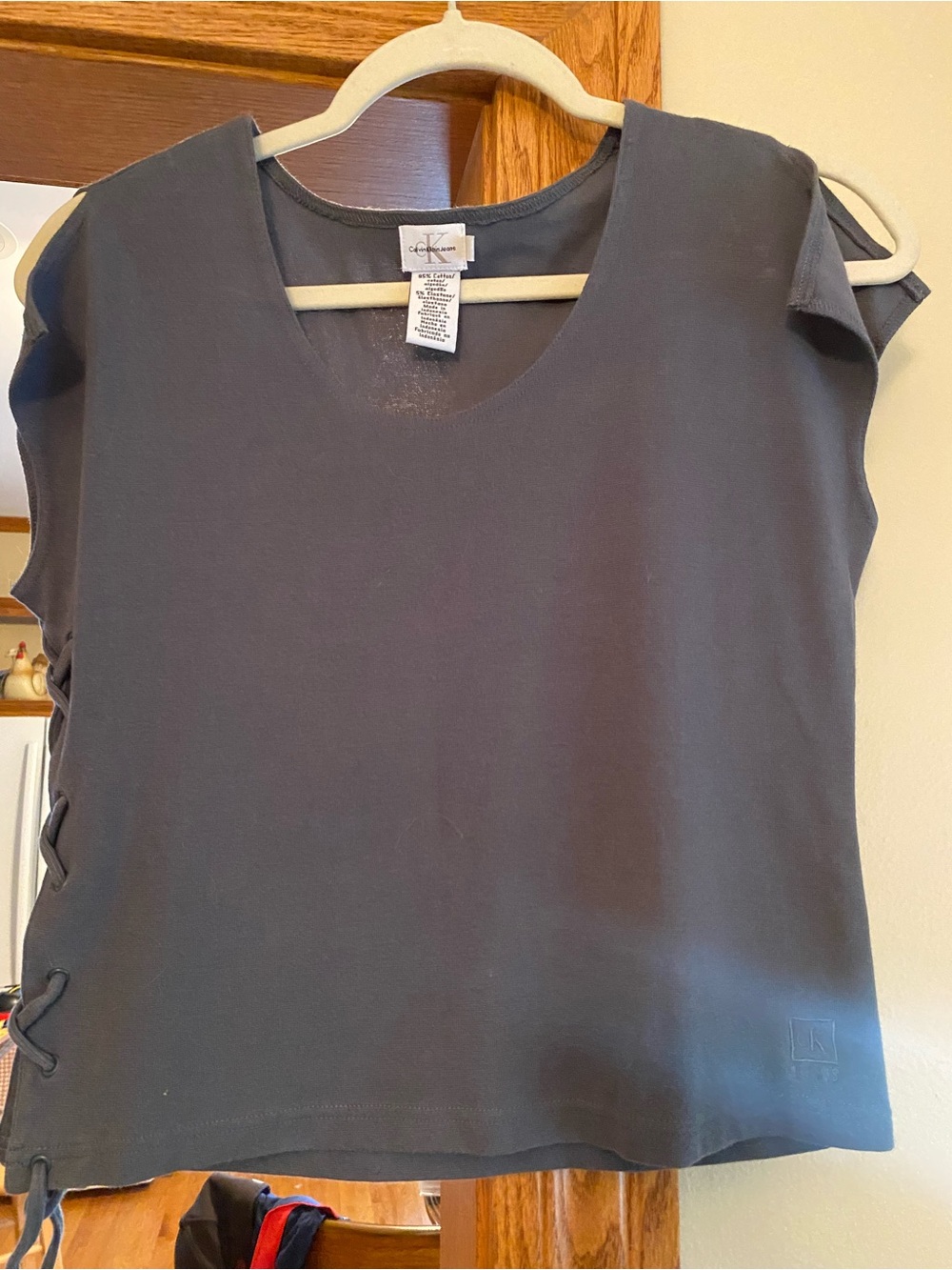 Calvin Klein Charcoal Gray Sleeveless Scoop Neck Tank